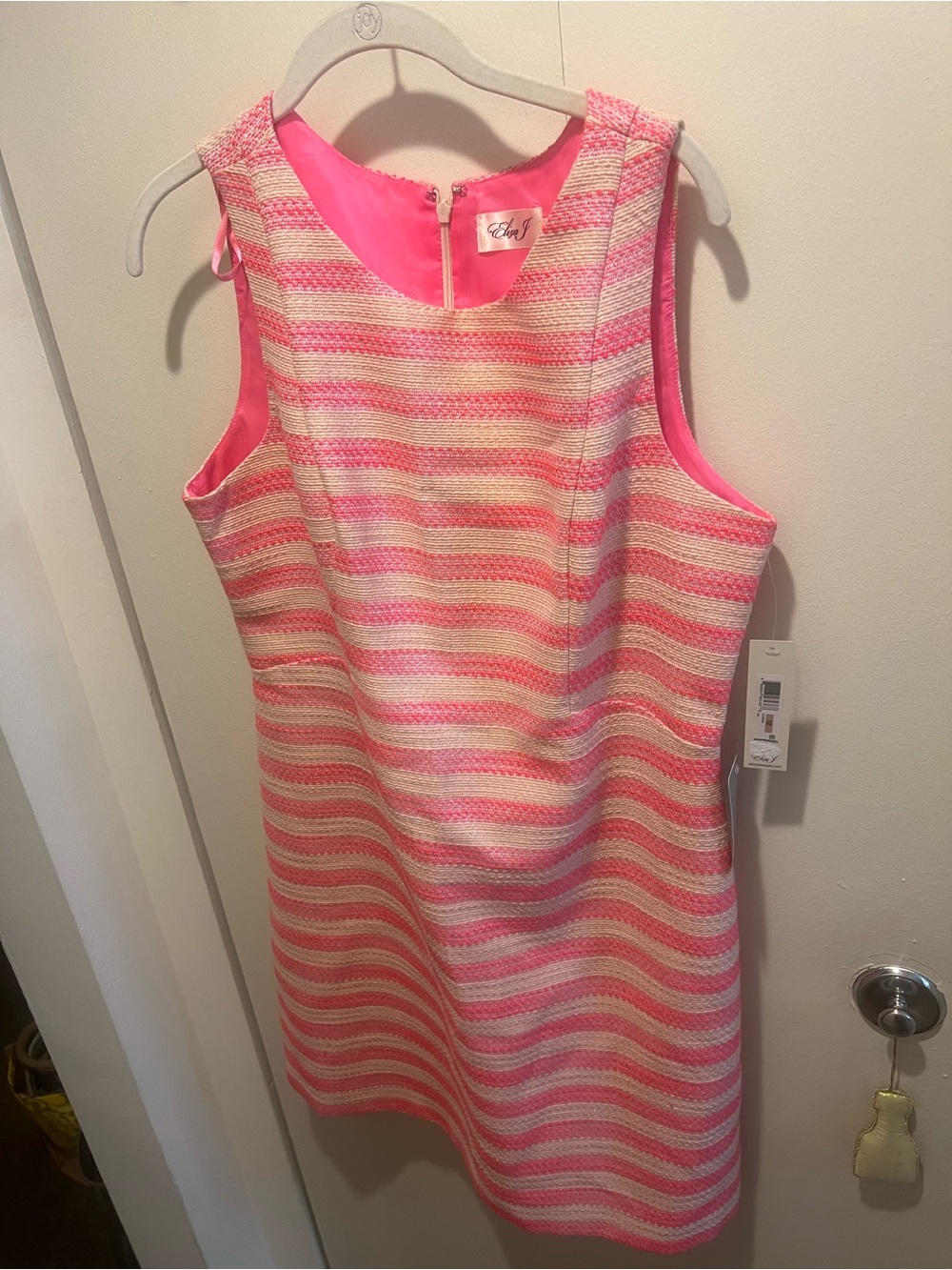 Eliza J Pink and Cream Striped Sleeveless Dress